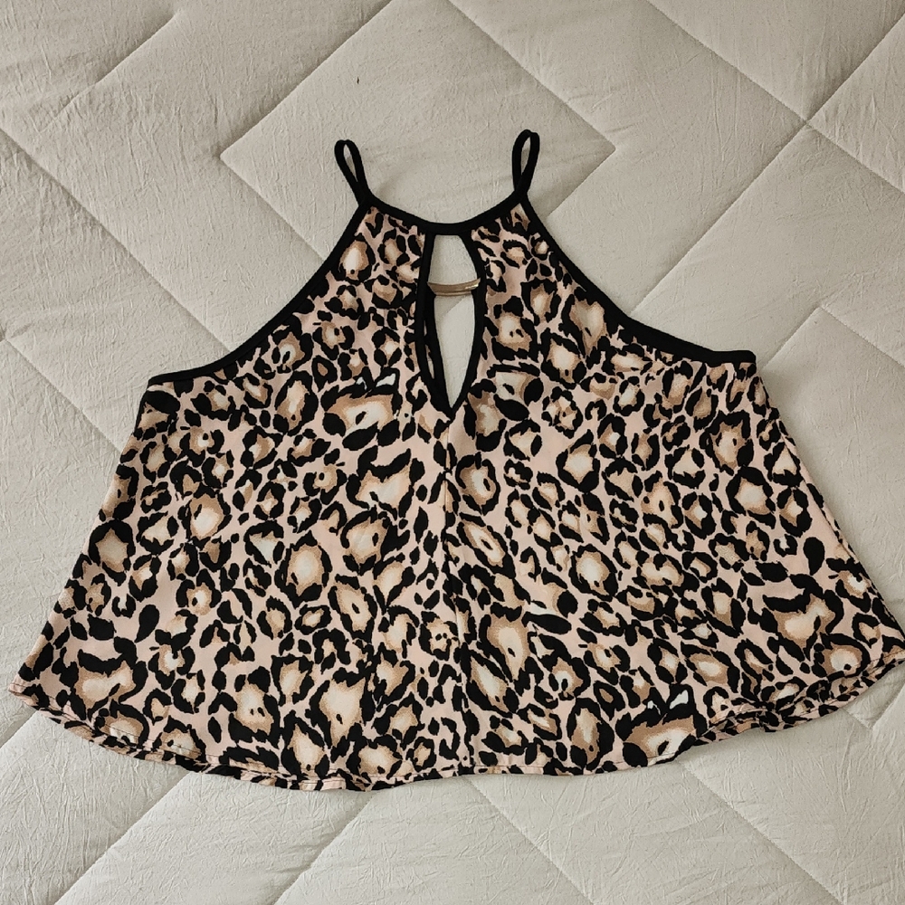 Leopard Print Camisole with Black Trim